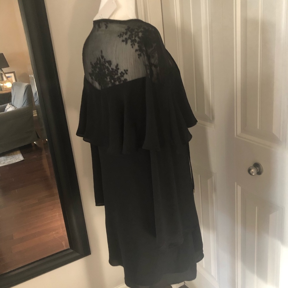 BLACK RUFFLE LACE ORGANZA SWING DRESS SIZE MED - Picture 9 of 14